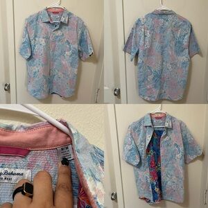 •TOMMY BAHAMA• Mens Nova Wave Bloom Short Sleeve Button Down Shirt Floral